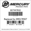 Bar codes for Mercury Marine part number 807447R02