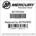 Bar codes for Mercury Marine part number 807447R60