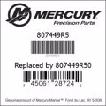 Bar codes for Mercury Marine part number 807449R5