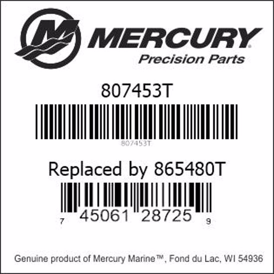 Bar codes for Mercury Marine part number 807453T