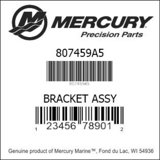 Bar codes for Mercury Marine part number 807459A5