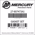 Bar codes for Mercury Marine part number 27-807473A1