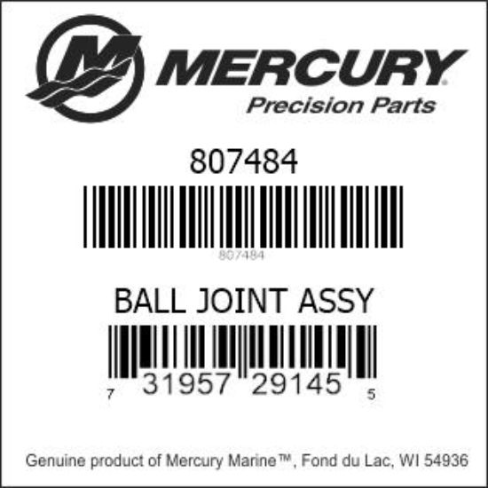 Bar codes for Mercury Marine part number 807484