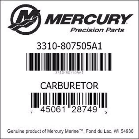 Bar codes for Mercury Marine part number 3310-807505A1