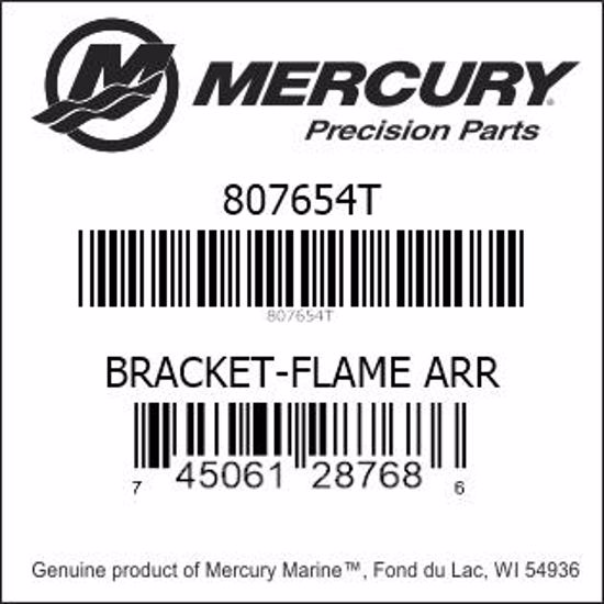Bar codes for Mercury Marine part number 807654T