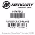 Bar codes for Mercury Marine part number 807656A2