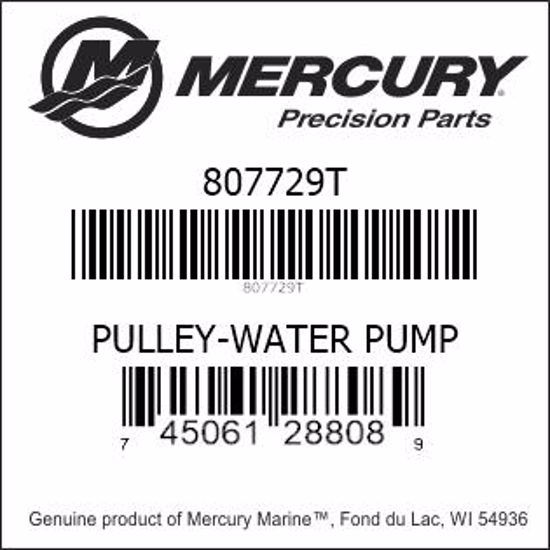 Bar codes for Mercury Marine part number 807729T