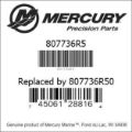 Bar codes for Mercury Marine part number 807736R5