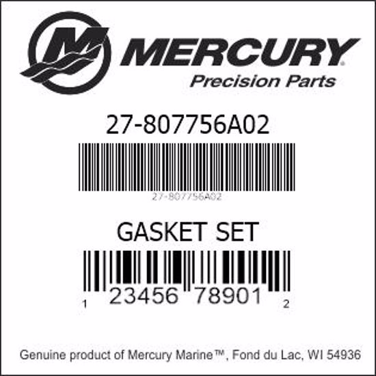 Bar codes for Mercury Marine part number 27-807756A02