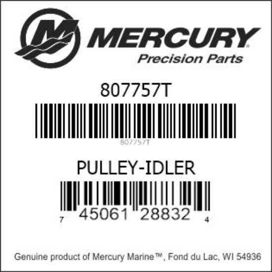 Bar codes for Mercury Marine part number 807757T