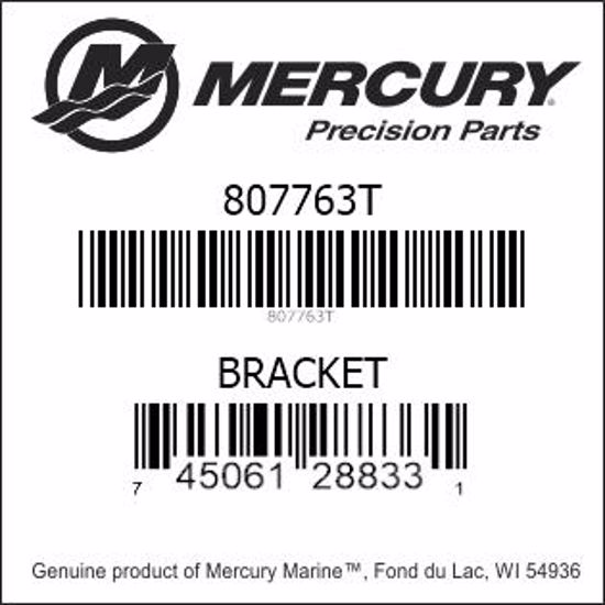 Bar codes for Mercury Marine part number 807763T