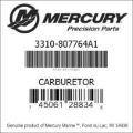 Bar codes for Mercury Marine part number 3310-807764A1