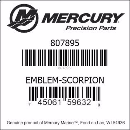 Bar codes for Mercury Marine part number 807895