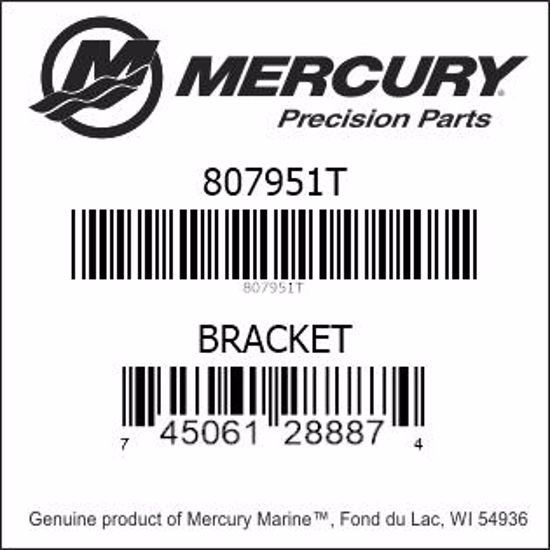 Bar codes for Mercury Marine part number 807951T
