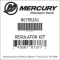 Bar codes for Mercury Marine part number 807952A1