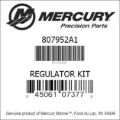 Bar codes for Mercury Marine part number 807952A1