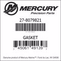 Bar codes for Mercury Marine part number 27-8079821
