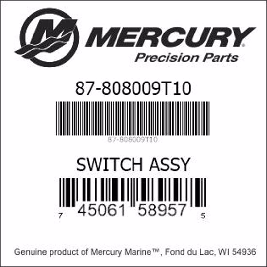 Bar codes for Mercury Marine part number 87-808009T10