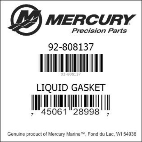 Bar codes for Mercury Marine part number 92-808137