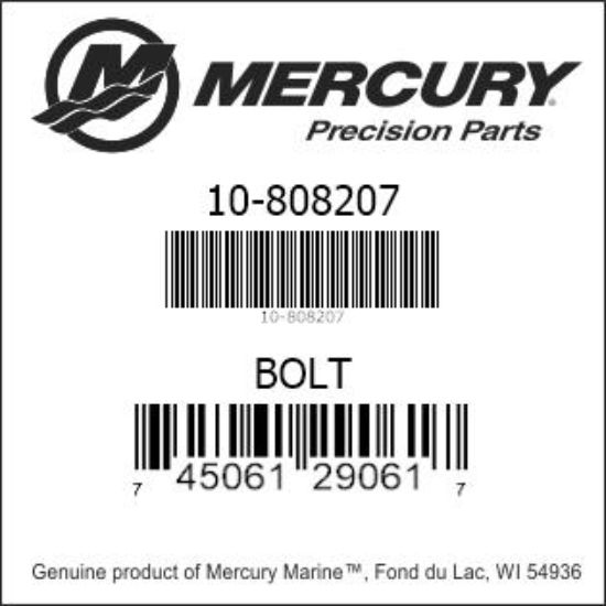 Bar codes for Mercury Marine part number 10-808207