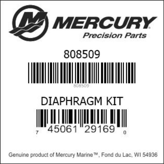 Bar codes for Mercury Marine part number 808509