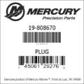 Bar codes for Mercury Marine part number 19-808670