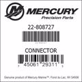 Bar codes for Mercury Marine part number 22-808727