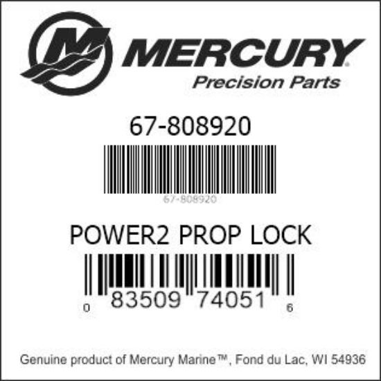 Bar codes for Mercury Marine part number 67-808920