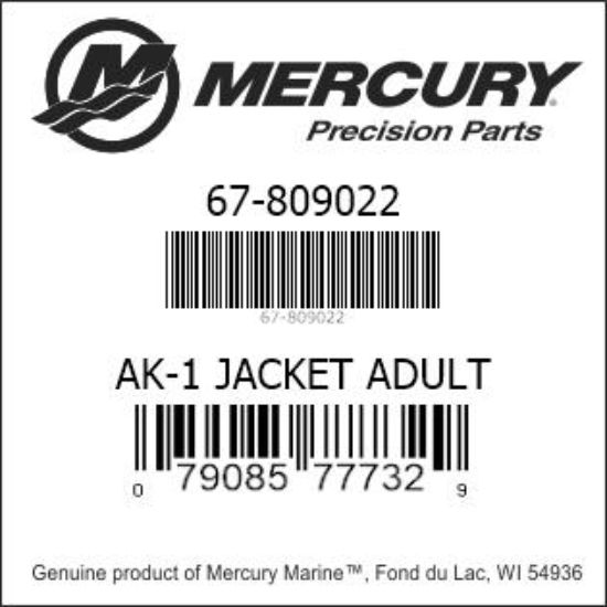 Bar codes for Mercury Marine part number 67-809022
