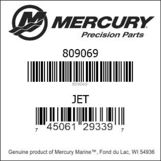 Bar codes for Mercury Marine part number 809069