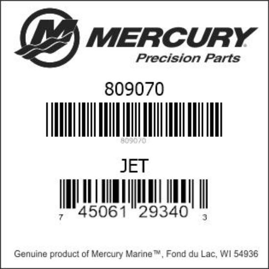 Bar codes for Mercury Marine part number 809070