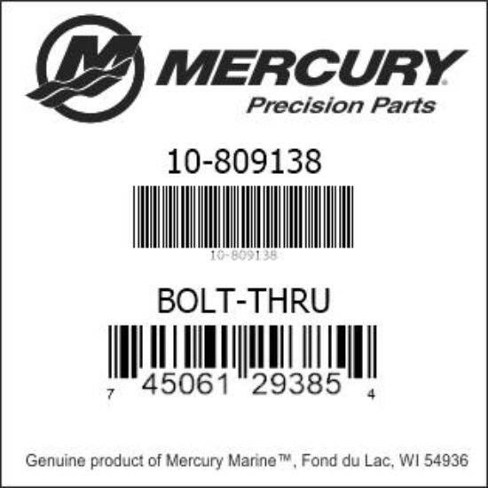 Bar codes for Mercury Marine part number 10-809138