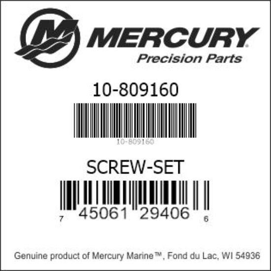 Bar codes for Mercury Marine part number 10-809160