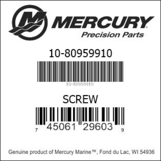 Bar codes for Mercury Marine part number 10-80959910