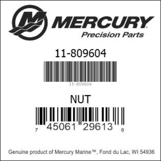 Bar codes for Mercury Marine part number 11-809604