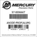 Bar codes for Mercury Marine part number 97-809666T