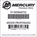 Bar codes for Mercury Marine part number 97-809666T01
