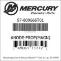 Bar codes for Mercury Marine part number 97-809666T01