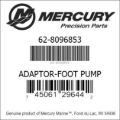 Bar codes for Mercury Marine part number 62-8096853