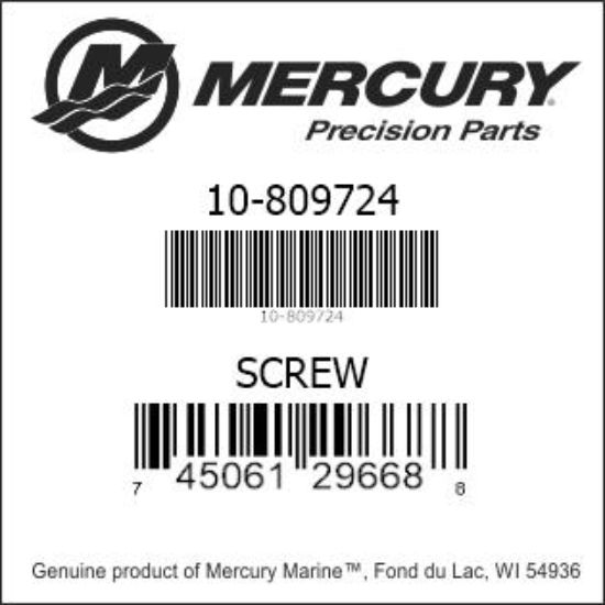 Bar codes for Mercury Marine part number 10-809724