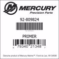 Bar codes for Mercury Marine part number 92-809824