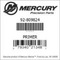 Bar codes for Mercury Marine part number 92-809824