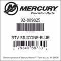 Bar codes for Mercury Marine part number 92-809825