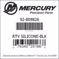 Bar codes for Mercury Marine part number 92-809826
