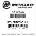 Bar codes for Mercury Marine part number 92-809826