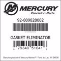 Bar codes for Mercury Marine part number 92-809828002