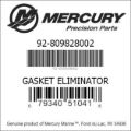 Bar codes for Mercury Marine part number 92-809828002