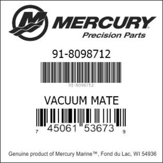 Bar codes for Mercury Marine part number 91-8098712