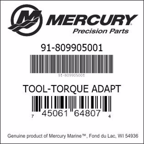 Bar codes for Mercury Marine part number 91-809905001