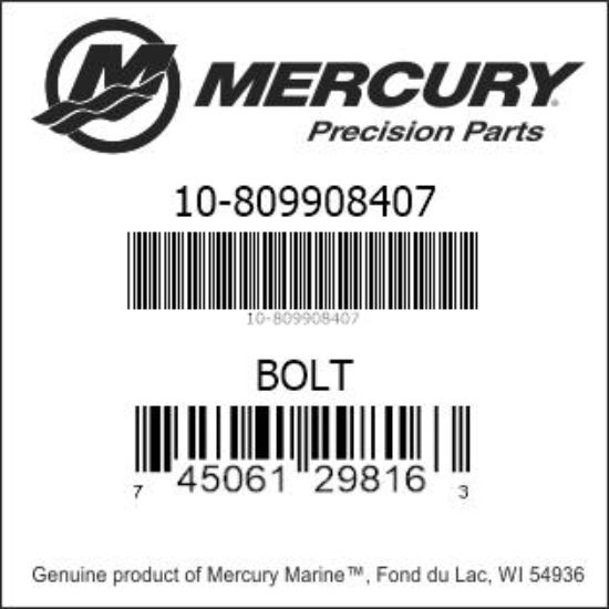 Bar codes for Mercury Marine part number 10-809908407